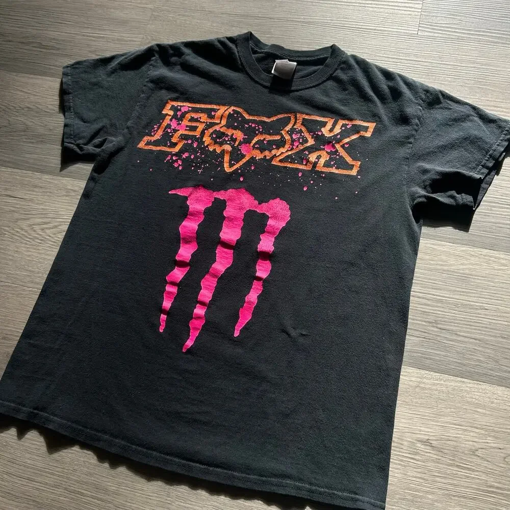 Vintage y2k Fox Racing Monster Energy drink Graphic Tee shirt - Picture 2 of 8